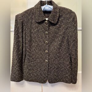 Vintage Dana Buchman Textured Wool Blend Brown and Yellow Women's Jacket Size 8